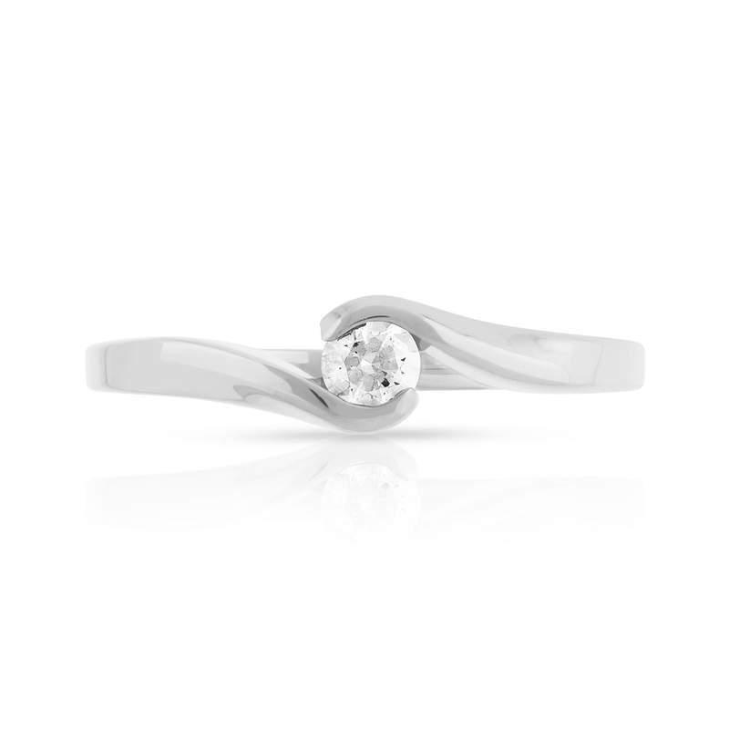 Bague solitaire or 750 blanc diamant 15/100e de ca - vue 3