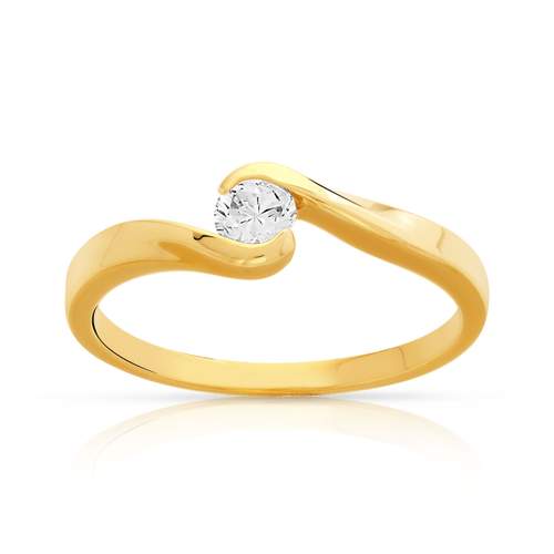 Solitaire ring in 750 geelgoud met 20/100ste van een ct diamant