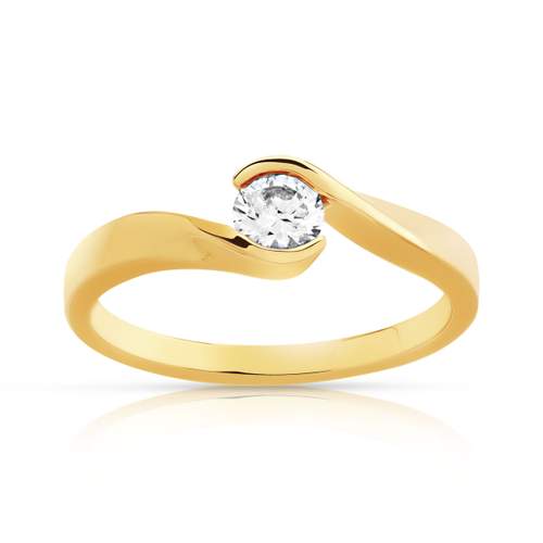 Bague solitaire or 750 jaune diamant 30/100e de ca