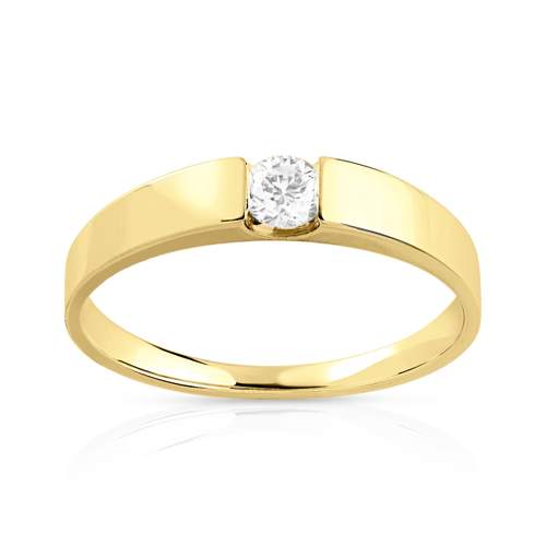 Bague solitaire or 750 jaune diamant 15/100e de ca