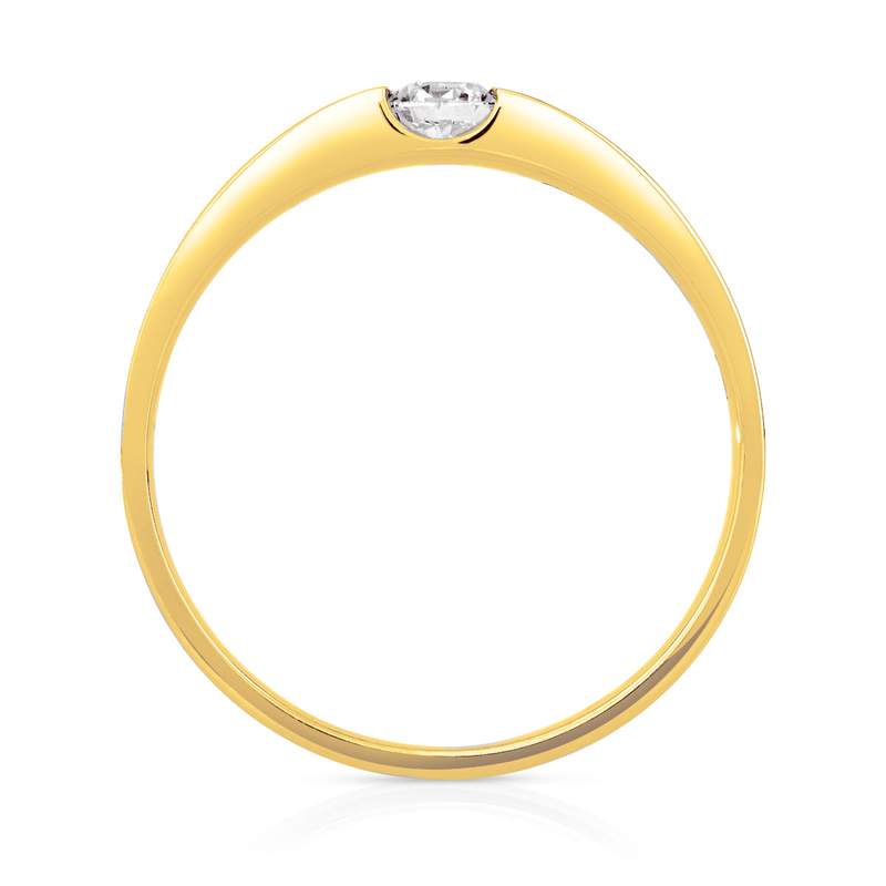 Bague solitaire or 750 jaune diamant 15/100e de ca - vue 2