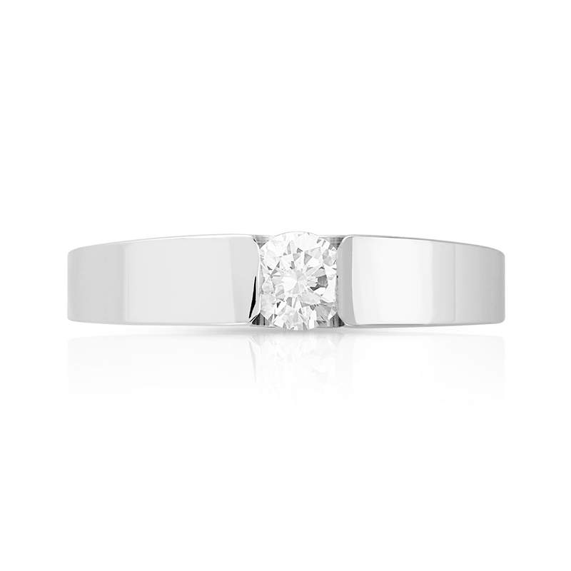 Bague solitaire or 750 blanc diamant 25/100e de ca - vue 3