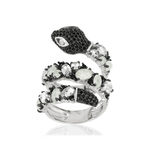 Bague argent 925 serpent pierres imitations et zirconias noirs et blancs - vue 1