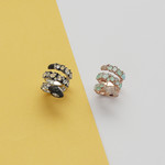 Bague argent 925 serpent pierres imitations et zirconias noirs et blancs - vue D3