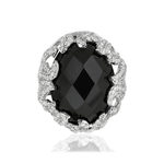 Bague argent 925 pierre imitation noire et zirconias - vue 3