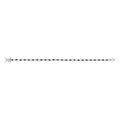 Bracelet argent 925 pierres imitation noires et zirconias 18 cm