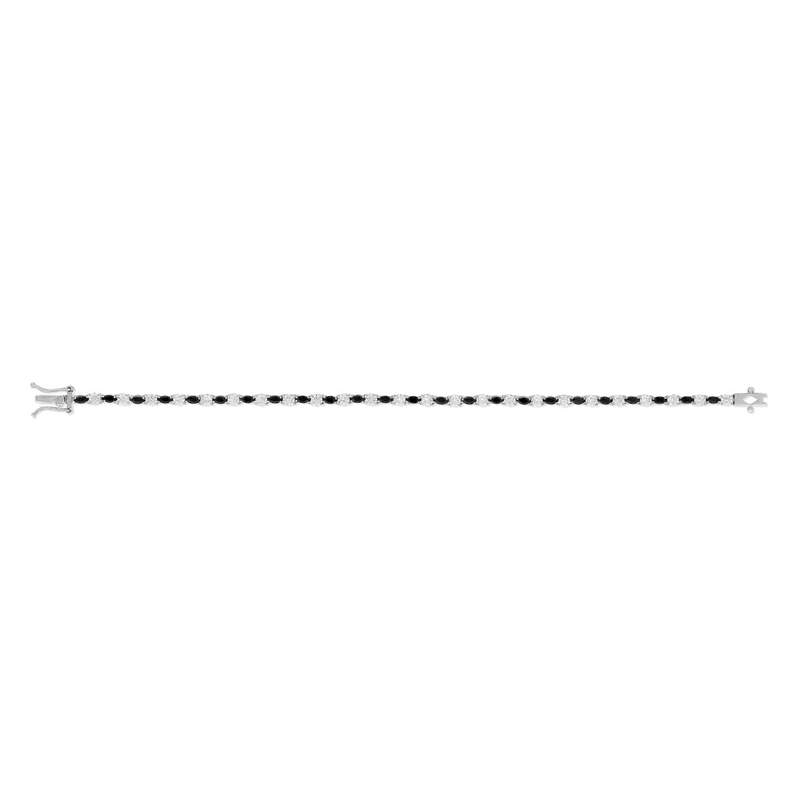 Bracelet argent 925 pierres imitation noires et zirconias 18 cm - vue 1