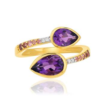 Yellow gold ring 375 diamonds