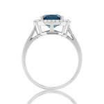 Bague or blanc 375 topaze London Blue traitée zirconias - vue 2