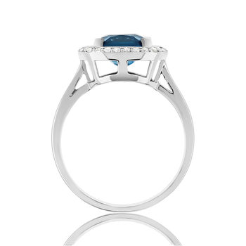 375 white gold ring with London Blue topaz and zirconia accents