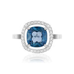 Bague or blanc 375 topaze London Blue traitée zirconias - vue 3