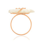 Bague or rose 375 fleur nacre et diamant - vue 2