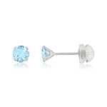 Boucles d'oreilles or blanc 375 topazes bleues traitées - vue 1