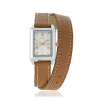 Montre metal cuir marron - vue 1