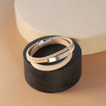 Bracelet cuir acier multirangs 21 cm - vue D3