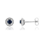 Boucles d'oreilles argent 925 saphirs et diamants - vue 1