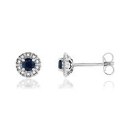 Boucles d'oreilles argent 925 saphirs et diamants