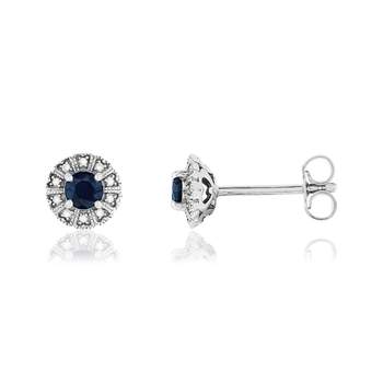 Boucles d'oreilles argent 925 saphirs et diamants