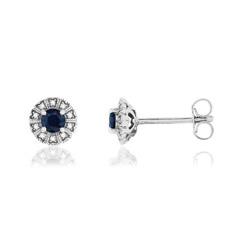 Boucles d'oreilles argent 925 saphirs et diamants