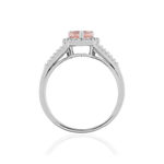 Bague argent 925 coeur morganite et diamants - vue 2