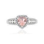 Bague argent 925 coeur morganite et diamants - vue 3