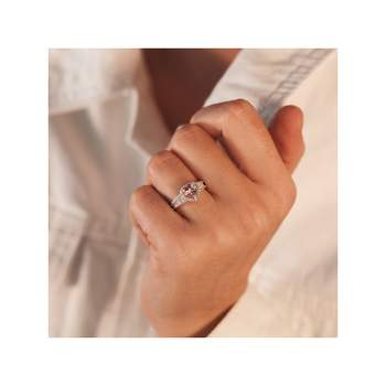 925 silver ring with morganite heart and diamonds