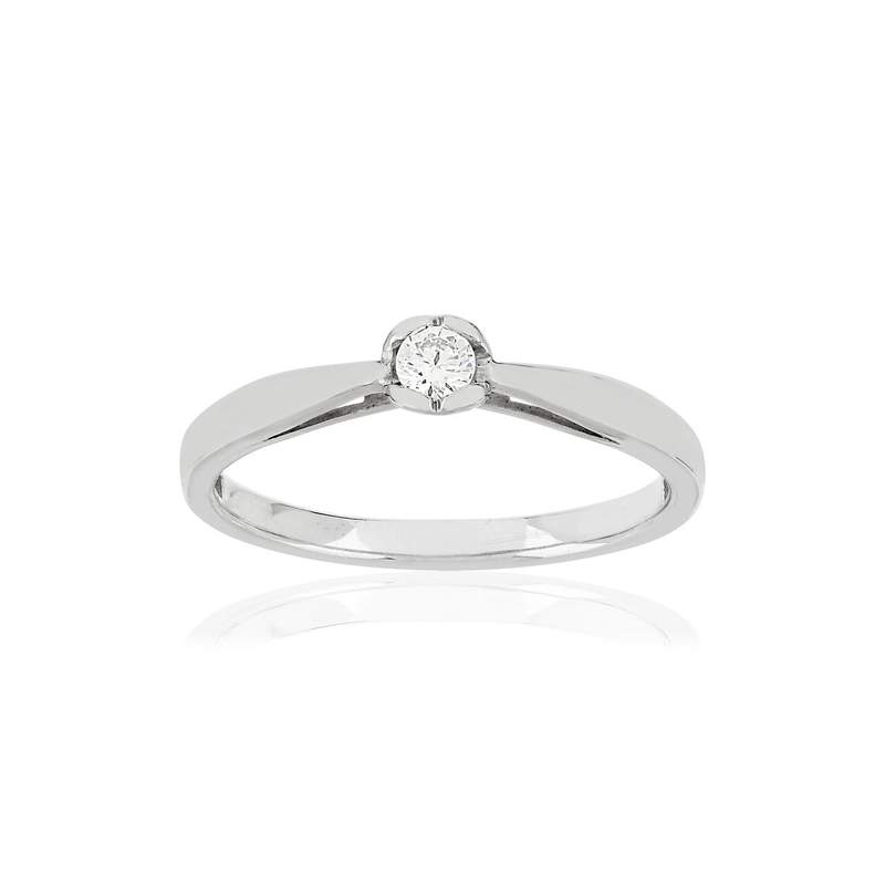 Bague argent diamant - vue 1