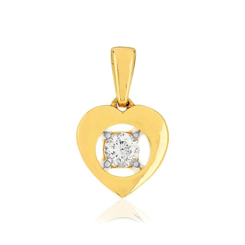 Pendentif or jaune 375 diamant - vue 1