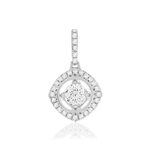 Pendentif or blanc 375 diamant