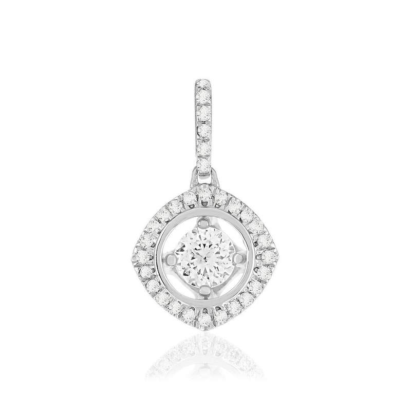 Pendentif or blanc 375 diamant - vue 1