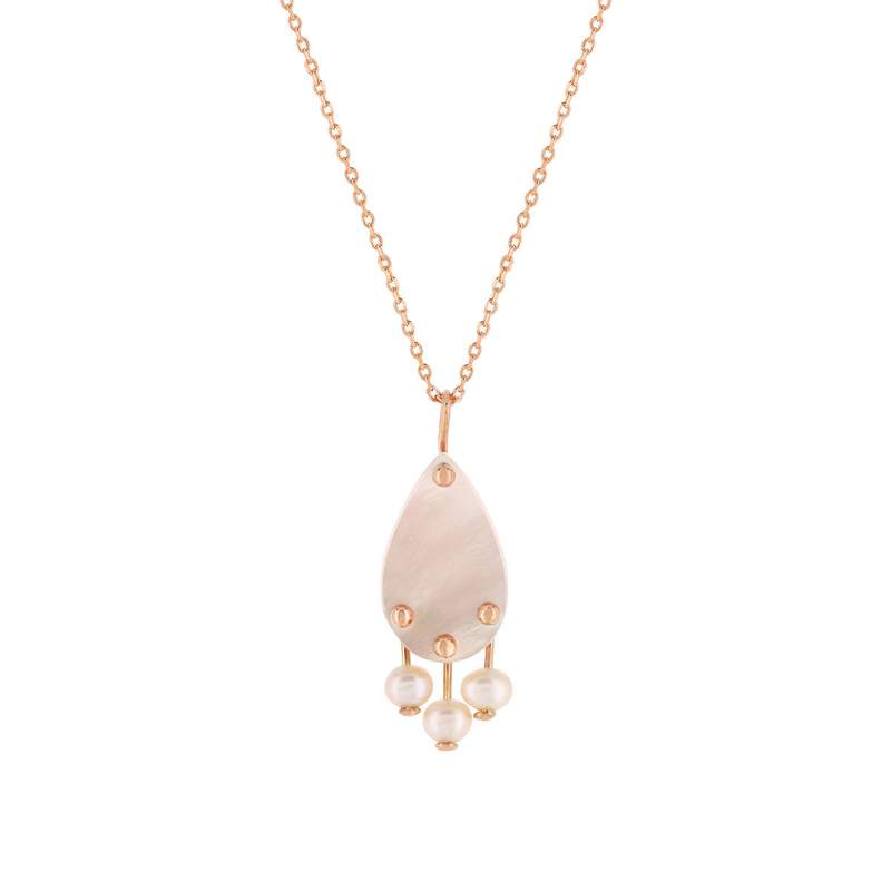 Collier or rose 375 nacre et perle - vue 1