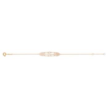 Armband van 375 roségoud met parelmoer en roze parels, 18 cm