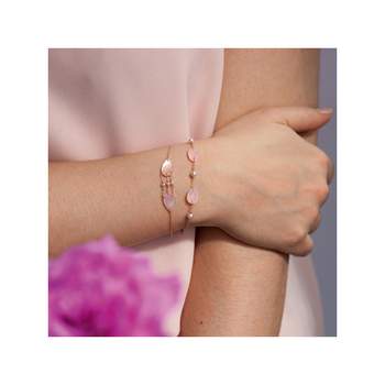 Armband van 375 roségoud met parelmoer en roze parels, 18 cm