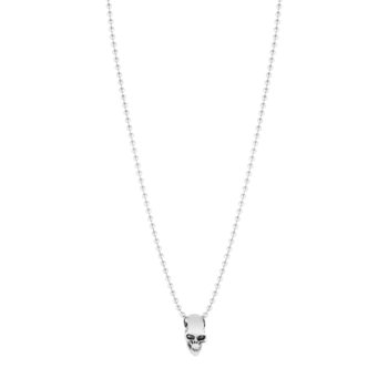 Collier argent 925 tête de mort maille boule 50 cm