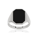 Chevalière argent 925 octogone onyx - vue 1