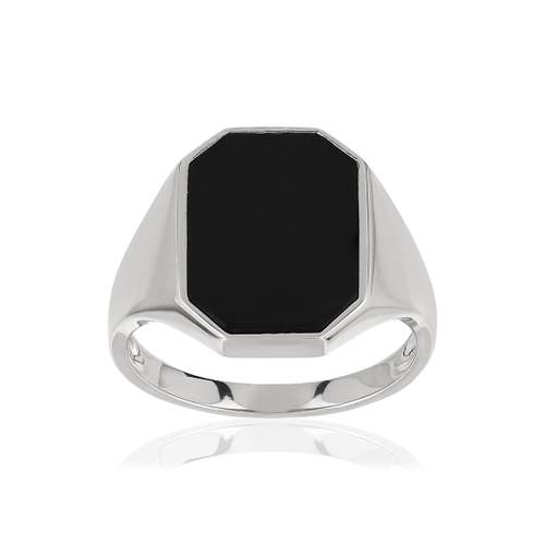 Chevalière argent 925 octogone onyx