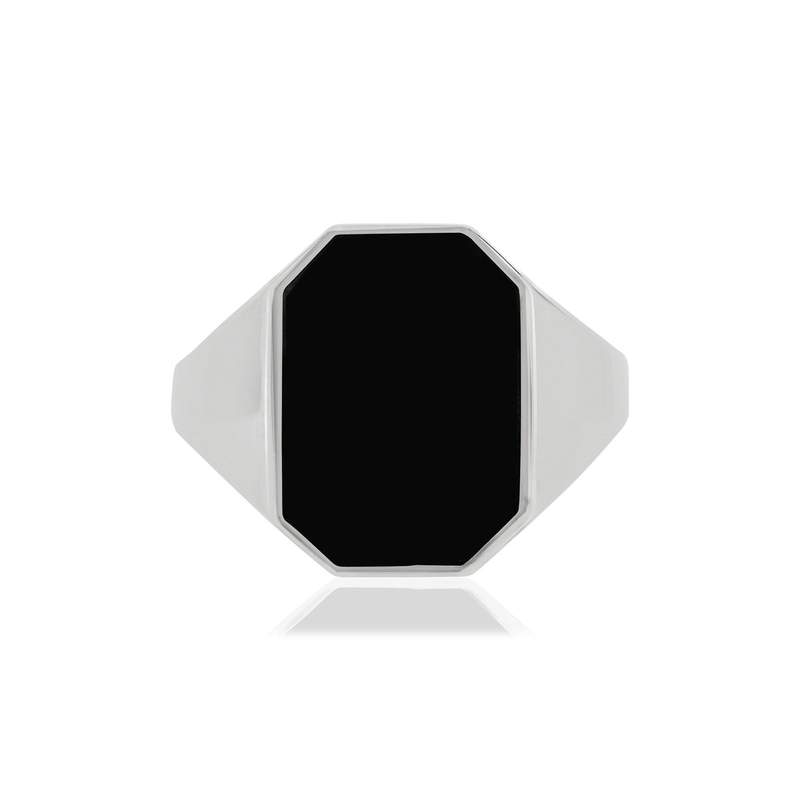 Chevalière argent 925 octogone onyx - vue 3