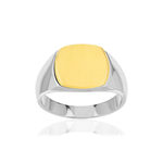 Chevalière argent 925 ovale table dorée - vue 1