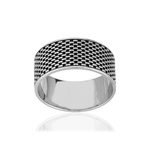 Bague argent 925 motifs noirs - vue 1