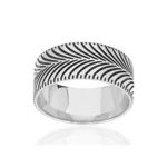 Bague argent 925 motifs noirs - vue 1