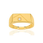 Chevalière plaqué or rectangle zirconia - vue 1