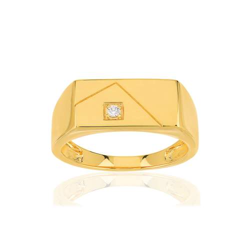 Chevalière plaqué or rectangle zirconia