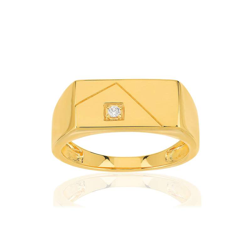 Chevalière plaqué or rectangle zirconia - vue 1