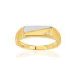 Chevalière plaqué or 2 tons rectangulaire zirconia - vue 1