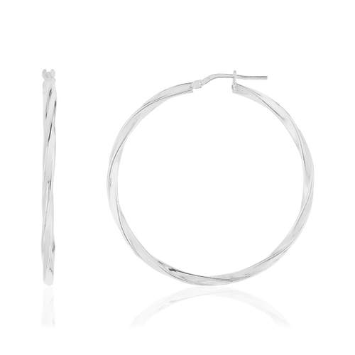 Créoles argent 925 torsadées 44 mm