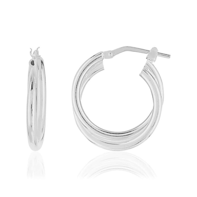 925 zilveren creolen met dubbele ring, 20 mm - afbeelding 1