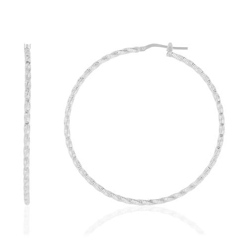Twisted 925 silver hoop earrings 55 mm