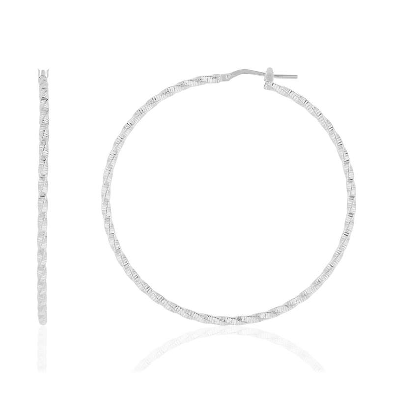 Créoles argent 925 torsadées 55 mm - vue 1
