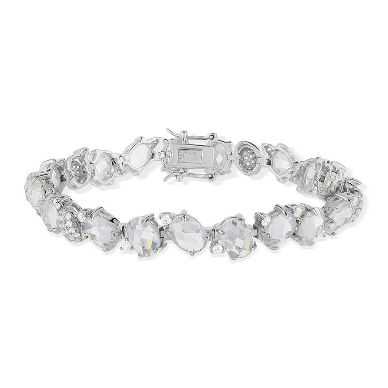 Bracelet argent zirconias 19 cm - vue 1