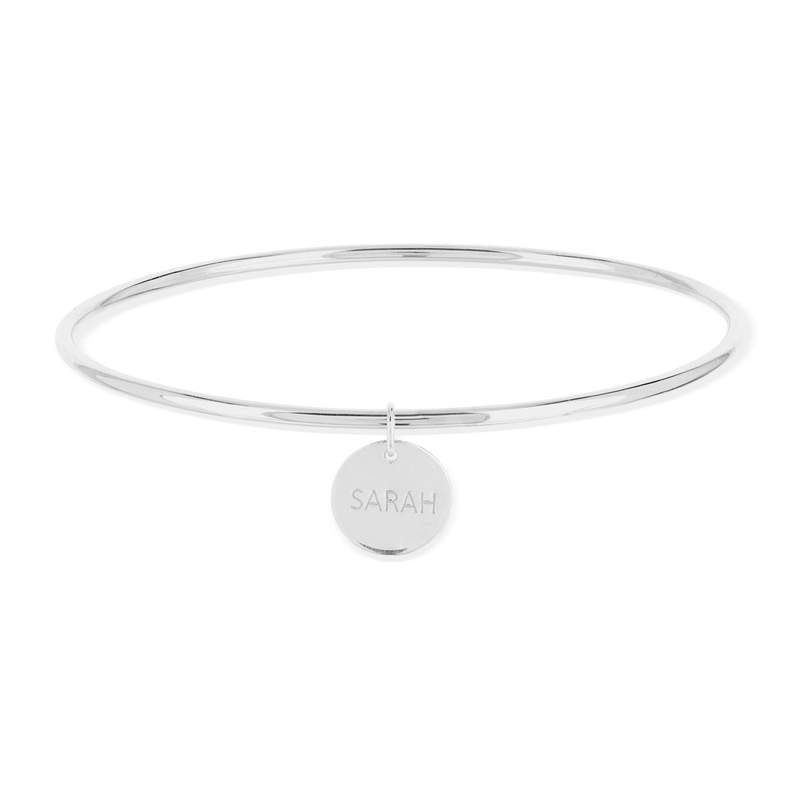 Bracelet jonc argent 925 pampille médaille personnalisable - vue 1